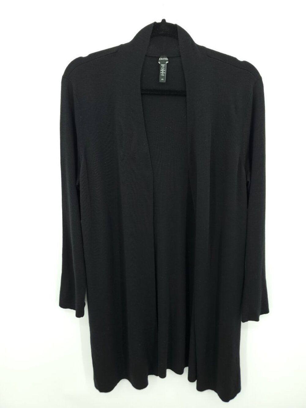 Eileen Fisher Ultrafine Merino Straight Long Cardigan L Black